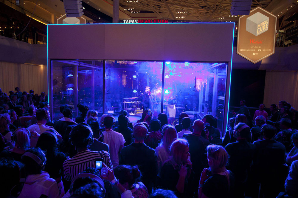 British rapper and singer-songwriter Professor Green headlines the launch party of MUSIC CUBE at Westfield London. MUSIC CUBE is a brand new music initiative to revolutionise the way consumers experience live music.